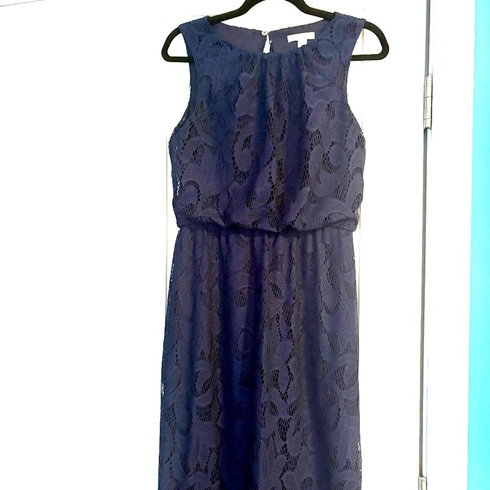 Navy lace New York & Company sleeveless maxi dress size XS